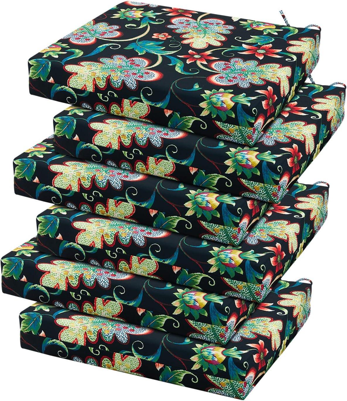 LOVTEX Outdoor Chair Cushions Set of 4, Waterproof Patio Chair Cushions with Ties, 18.5 x 16 x 3 inch, Khaki