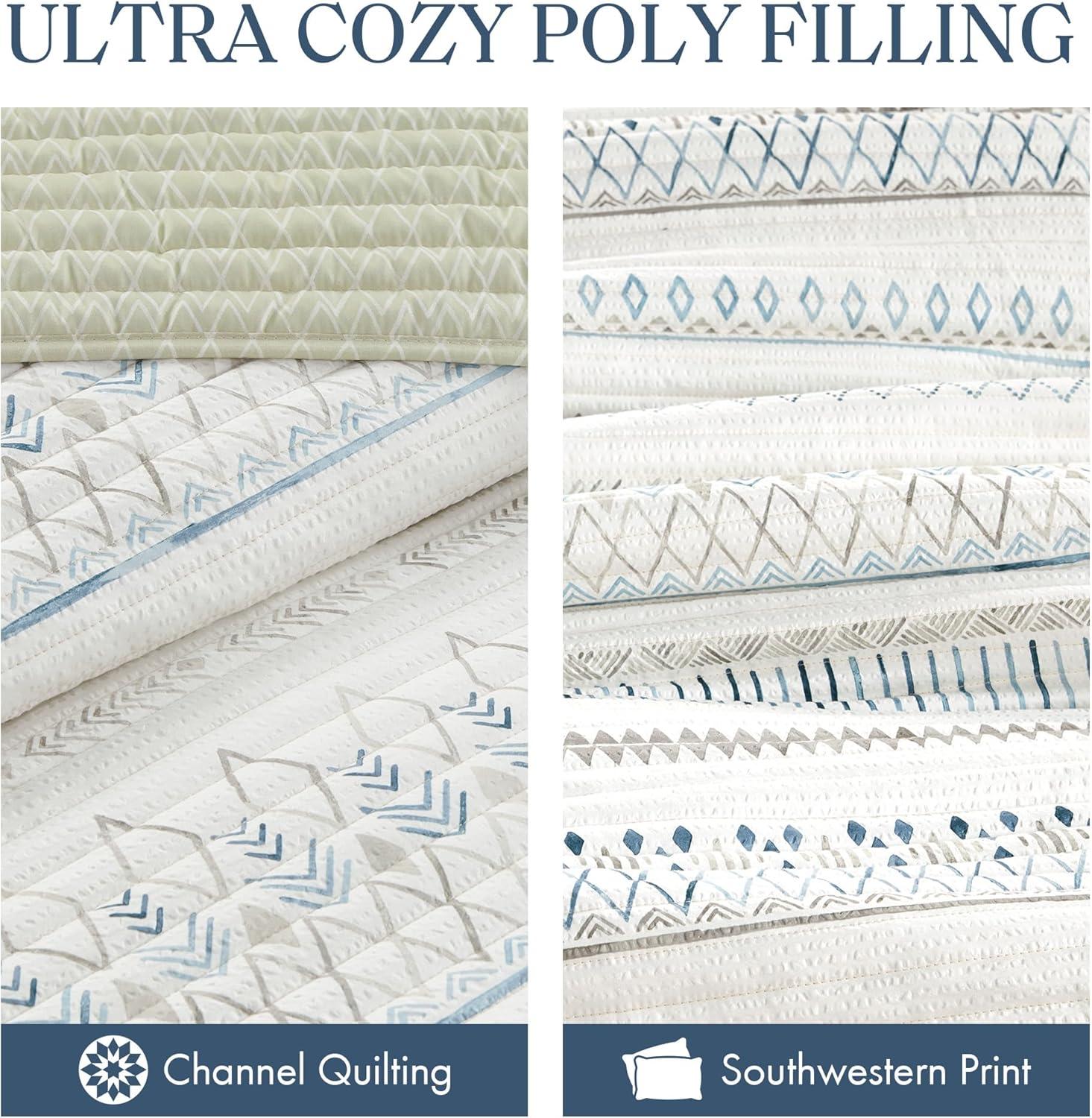 Madison Park Fraser 3 Piece Printed Seersucker Quilt Set