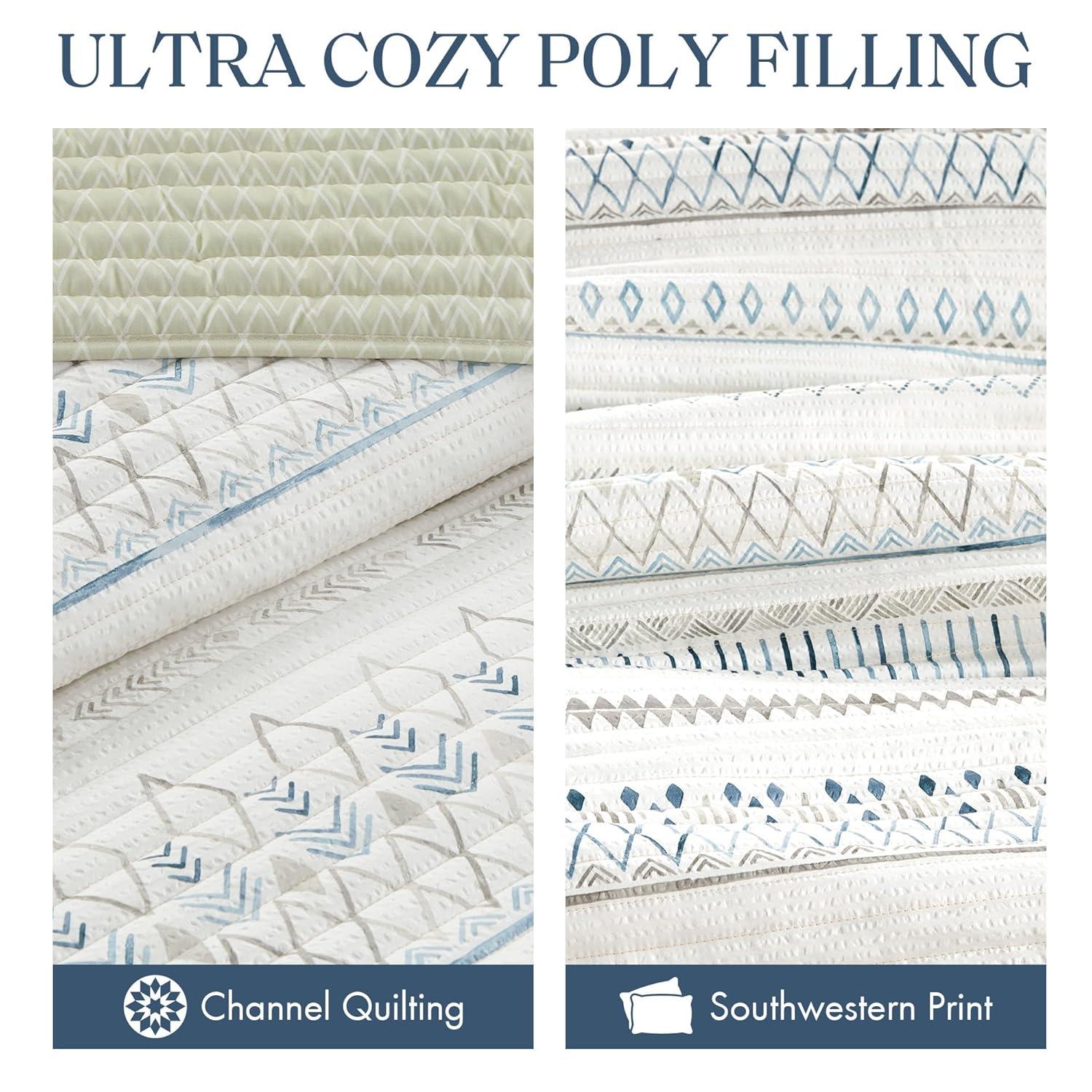 Madison Park Fraser 3 Piece Printed Seersucker Quilt Set