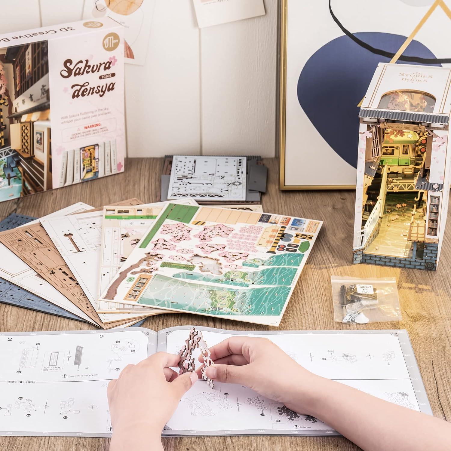 DIY 3D Book Nook Kit Sakura Densya 340 pcs