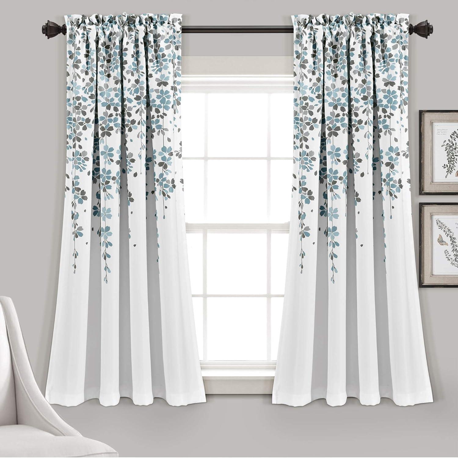 Weeping Flowers Polyester Room Darkening Curtain Pair