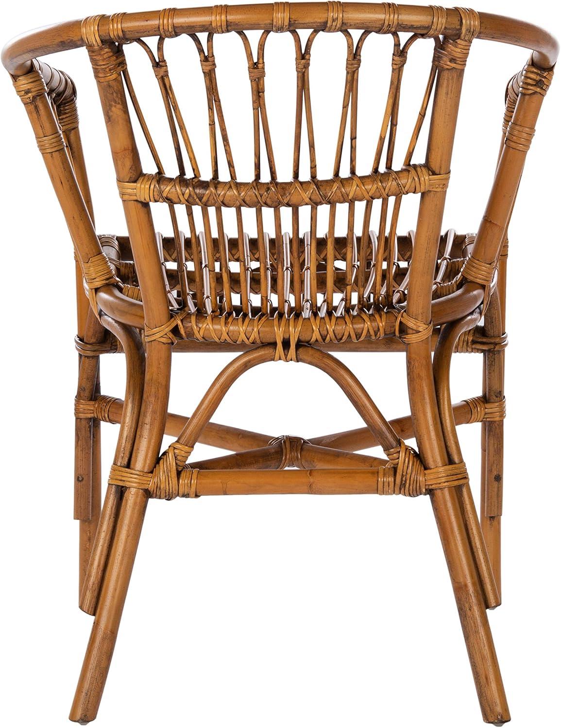 Adriana Rattan Accent Chair - Set of 2 - ACH6505 - Honey Brown Wash - Safavieh
