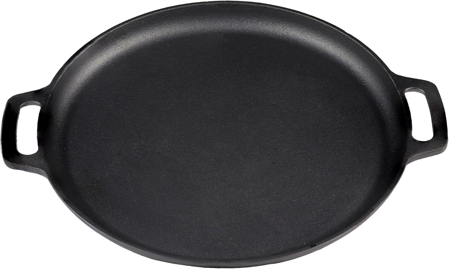 Sunnydaze 13.75" Cast Iron Pizza Pan with Handles