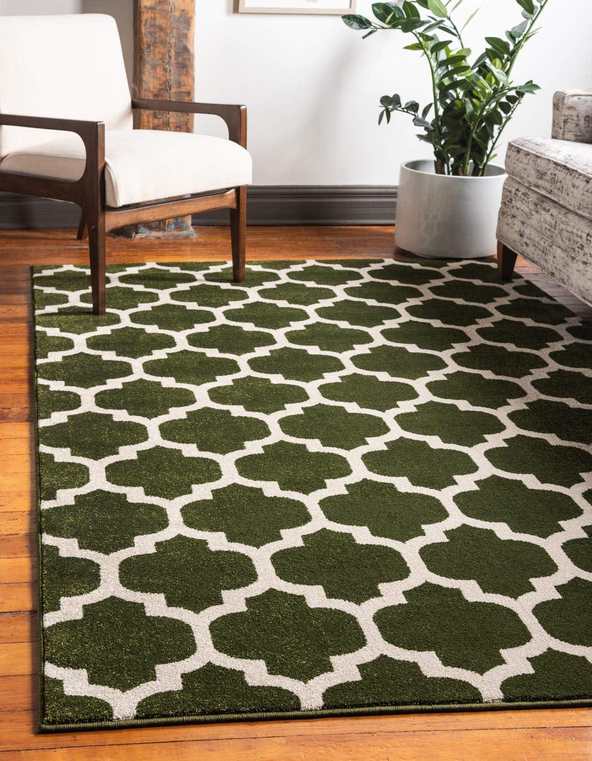 Unique Loom Trellis Collection Area Rug - Philadelphia (5' 1" x 8' Rectangle Dark Green/Beige)