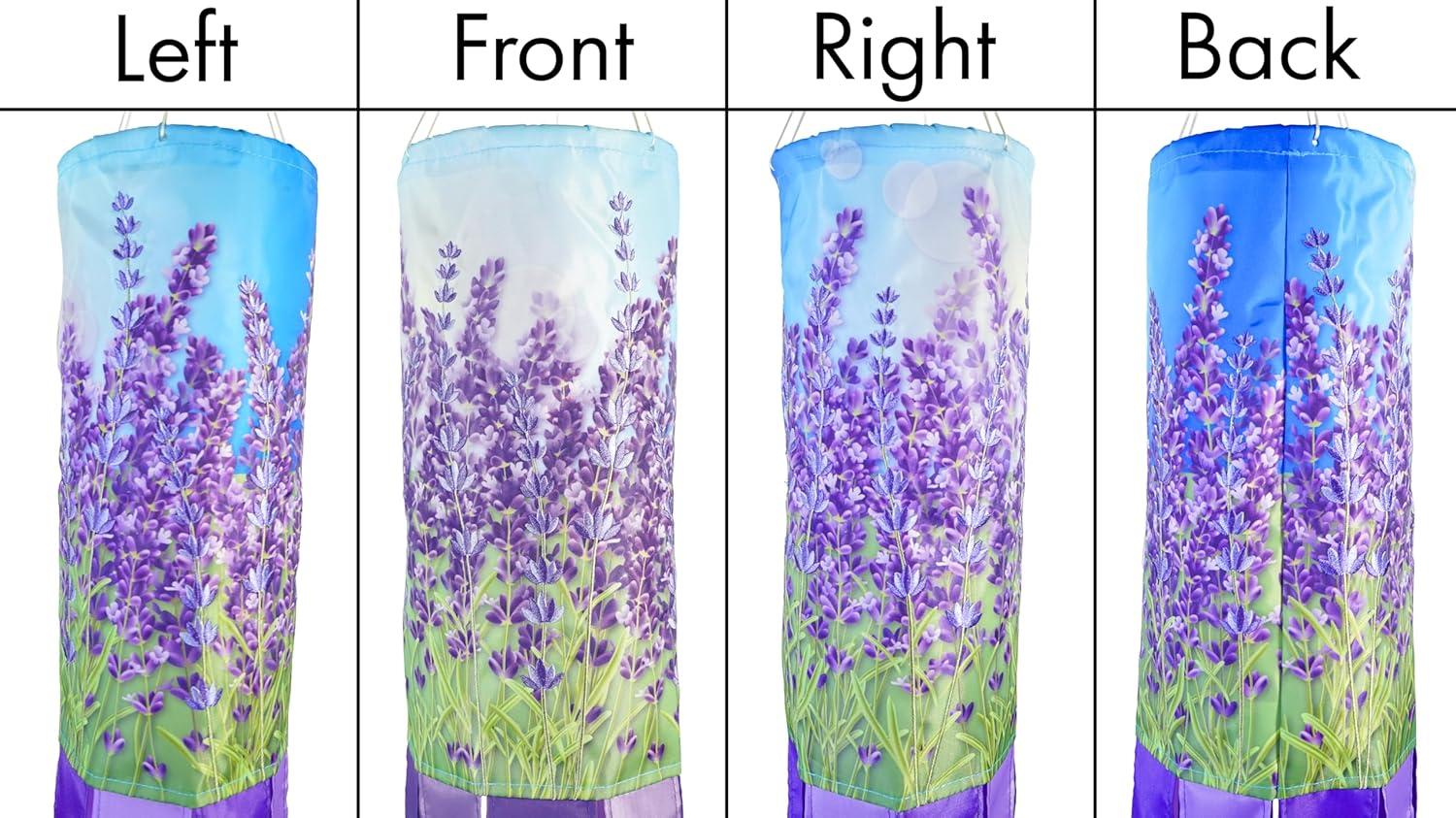 Lavender 40-Inch Polyester Garden Windsock with Embroidered Details