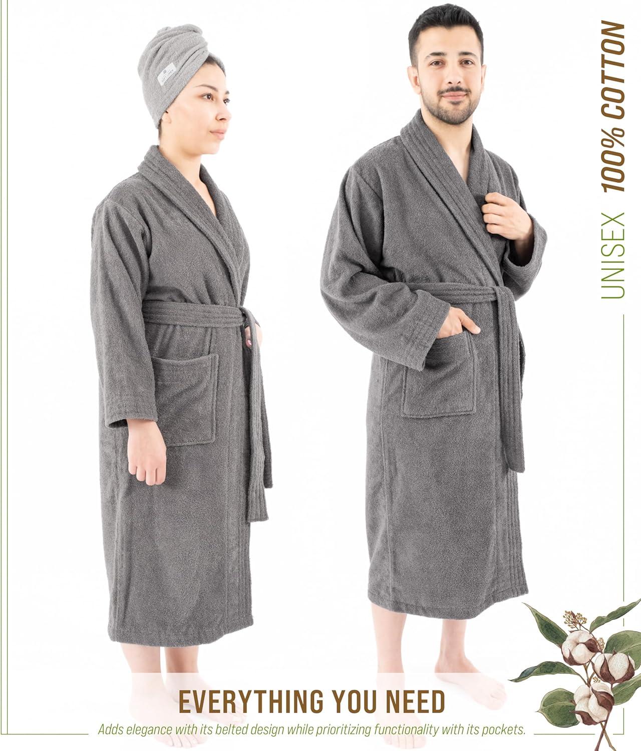 Eider & Ivory™ 100% Cotton Turkish Bathrobes, Soft Absorbent Lightweight Women Robes