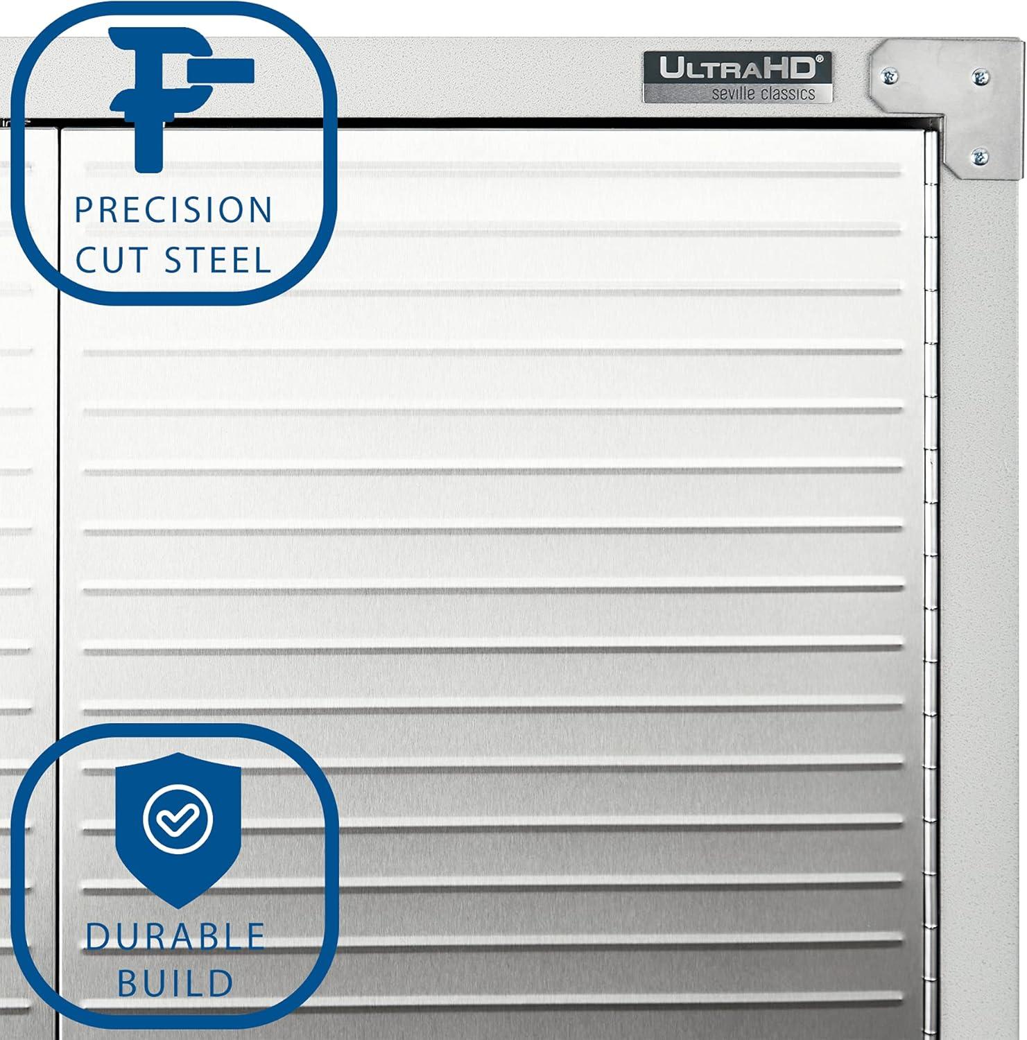 Seville Classics UltraHD Steel 2-Door Lockable Garage Storage Cabinet, 36 x 24 x 72, Granite Gray