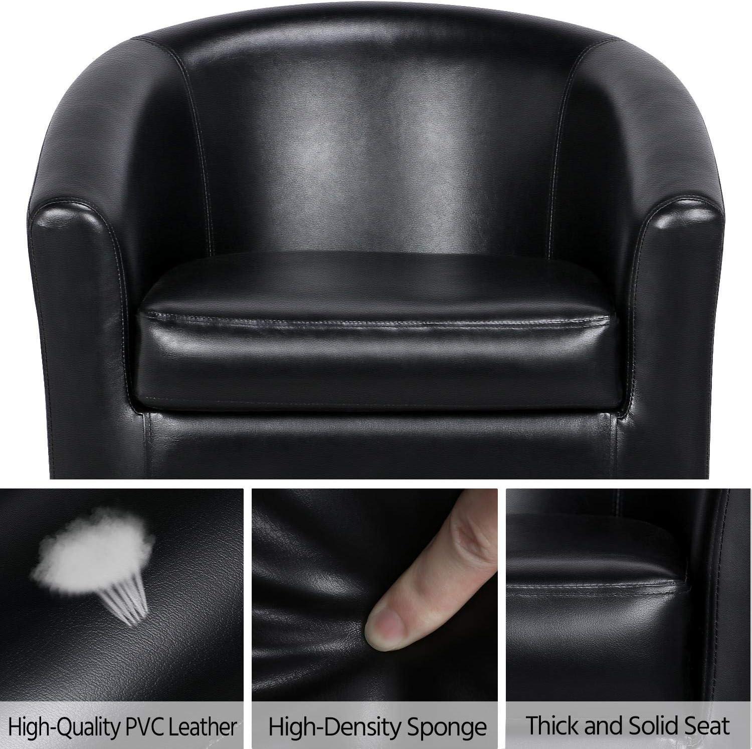 Yaheetech Faux Leather Accent Arm Chair For Living Room, Black