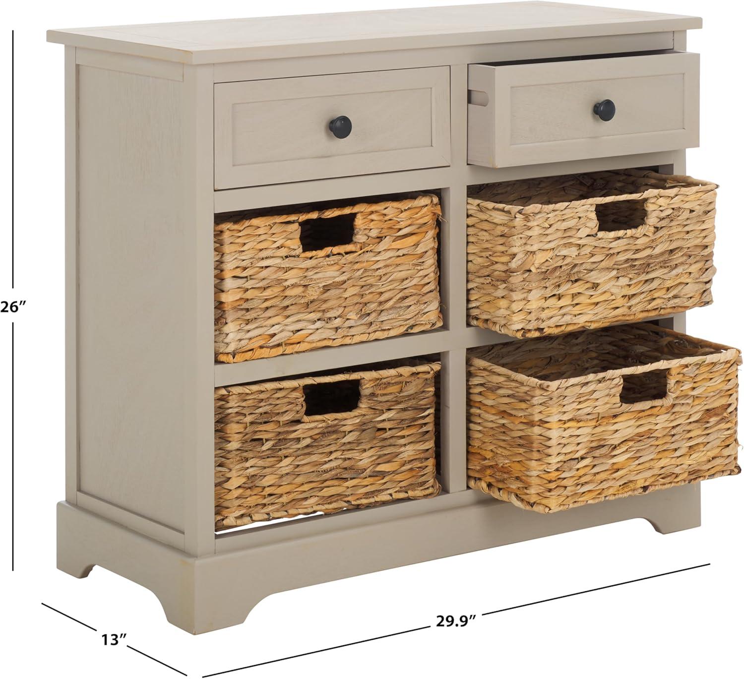 Herman Storage Unit with Wicker Baskets - Vintage Grey - Safavieh.