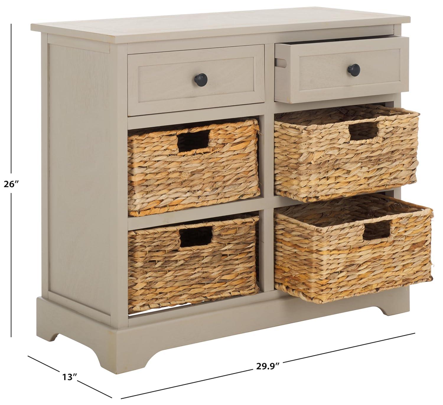 Herman Storage Unit with Wicker Baskets - Vintage Grey - Safavieh.