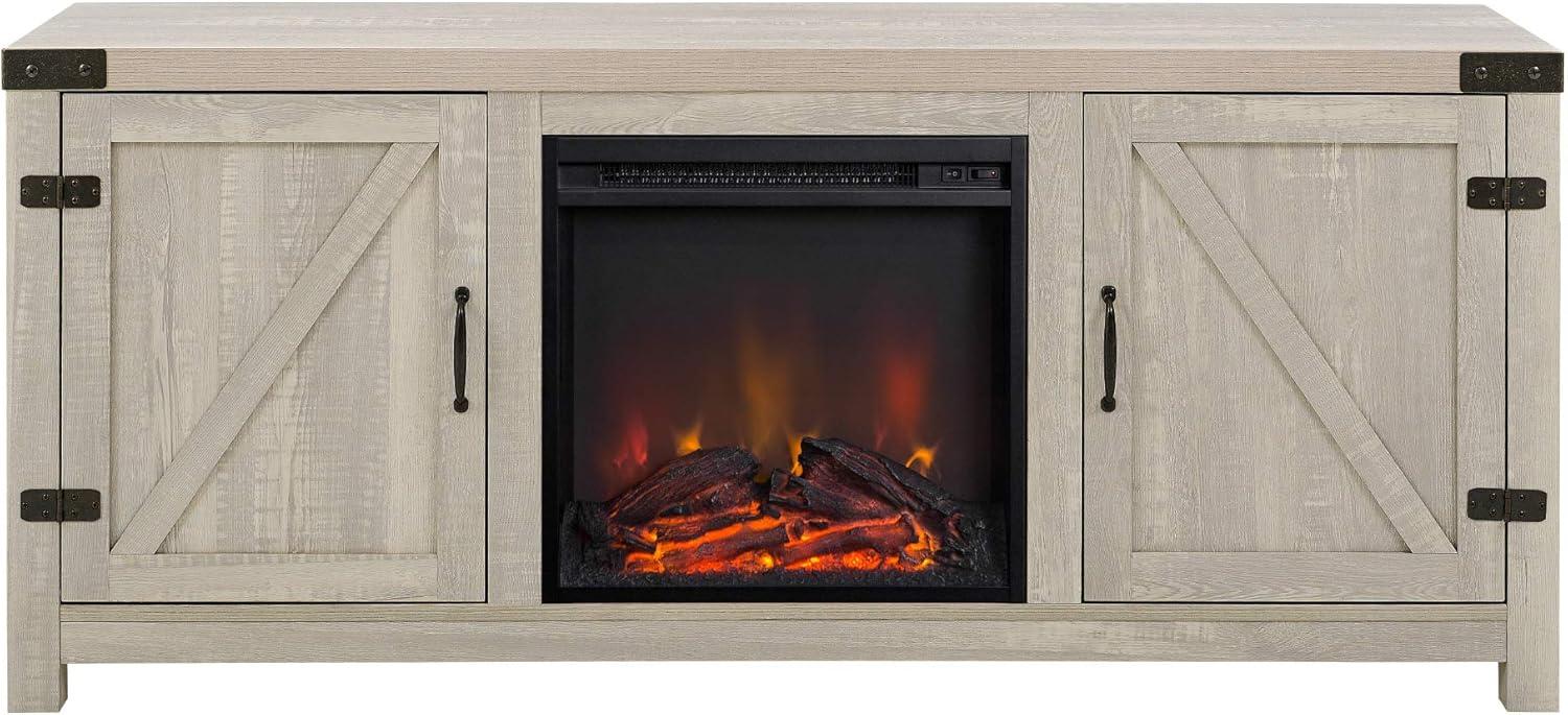 Walker Edison Modern Farmhouse Fireplace TV Stand for TVs up to 65", Reclaimed Barnwood
