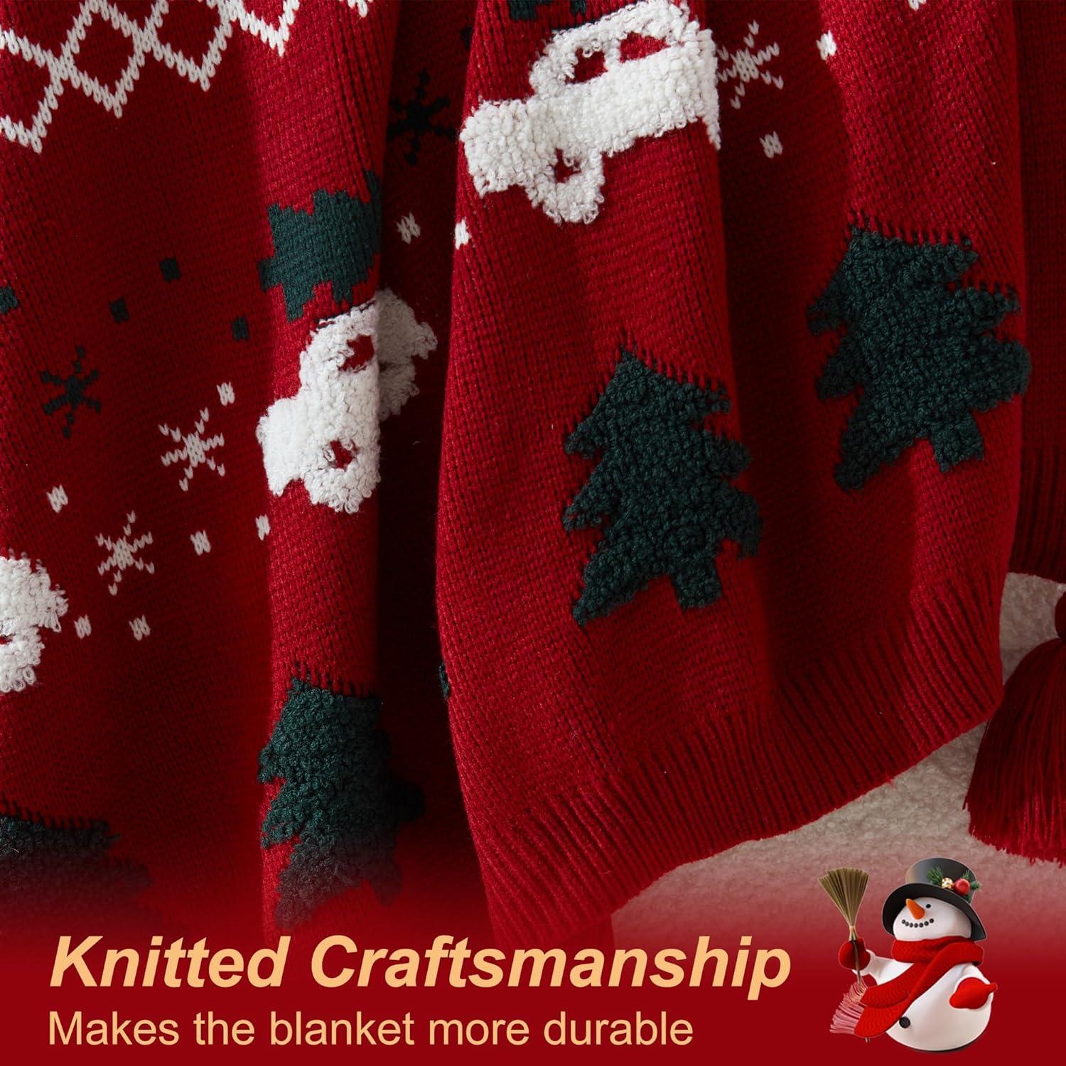 Walensee Christmas Throw Blanket, Ultra Soft Knit Blanket for Couch Sofa Bed Travel, Lightweight Warm Decorative Throw Blanket, Perfect Holiday Theme Décor and Gift (50"x60", Red Car)