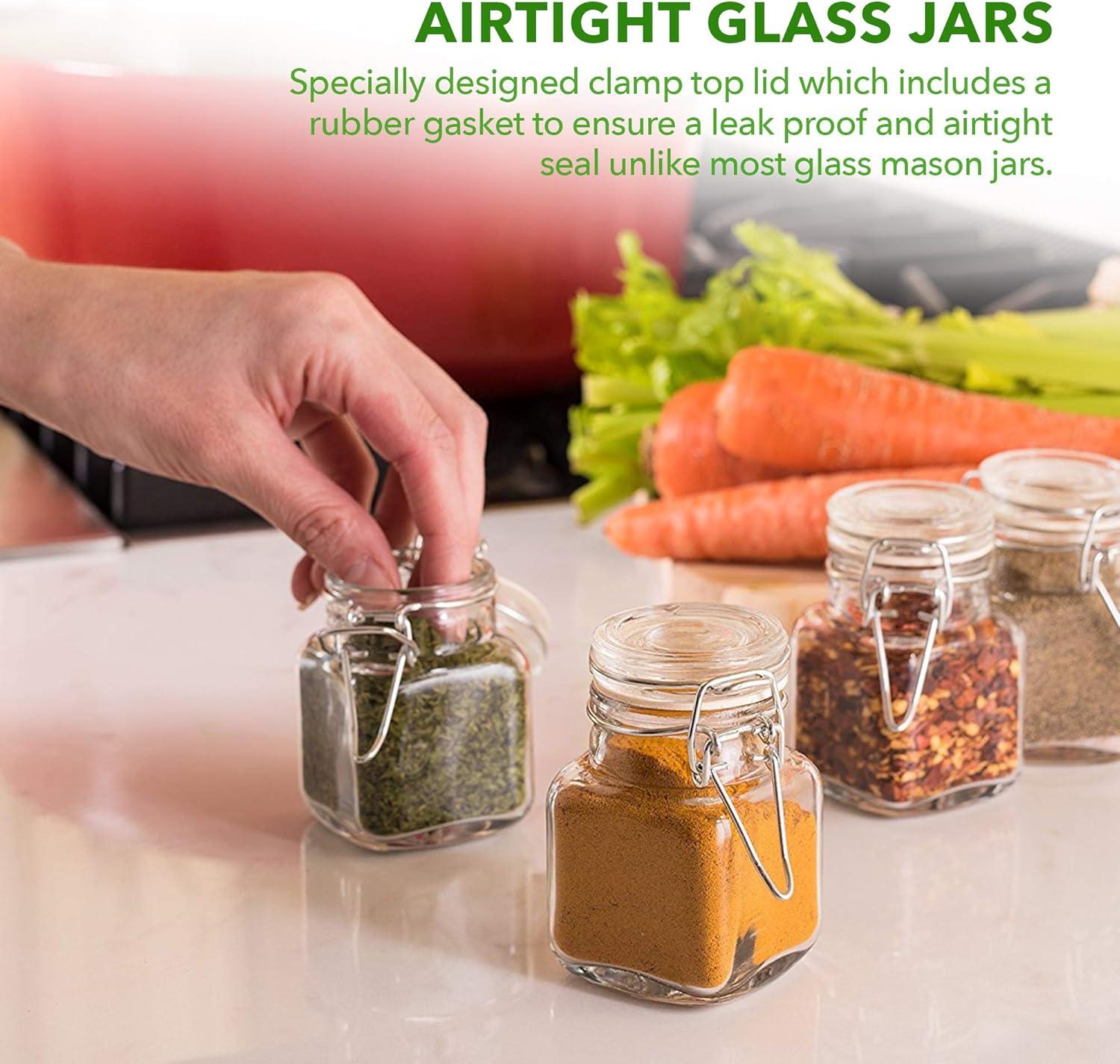 12 Pack, 3 oz Airtight Glass Jars with Leakproof Lids - Spice Jars, Party Favors