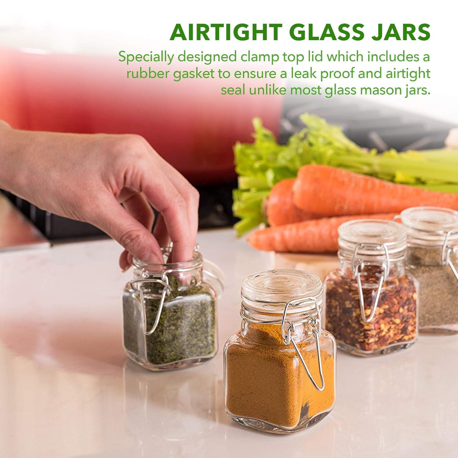 12 Pack, 3 oz Airtight Glass Jars with Leakproof Lids - Spice Jars, Party Favors