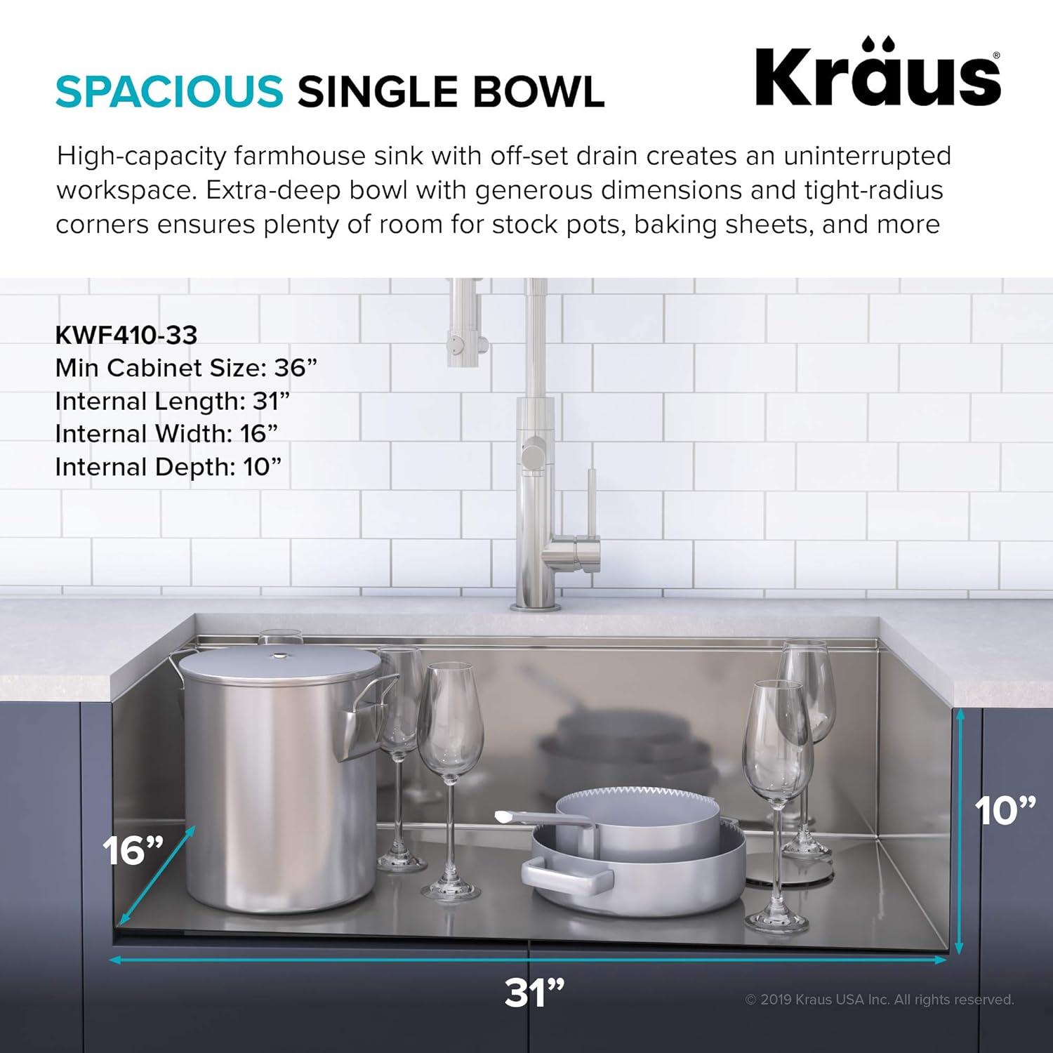 Kraus KWF410-33-100-75MB Kore 33" L x 20" W Drop-in Kitchen Sink with Accessories