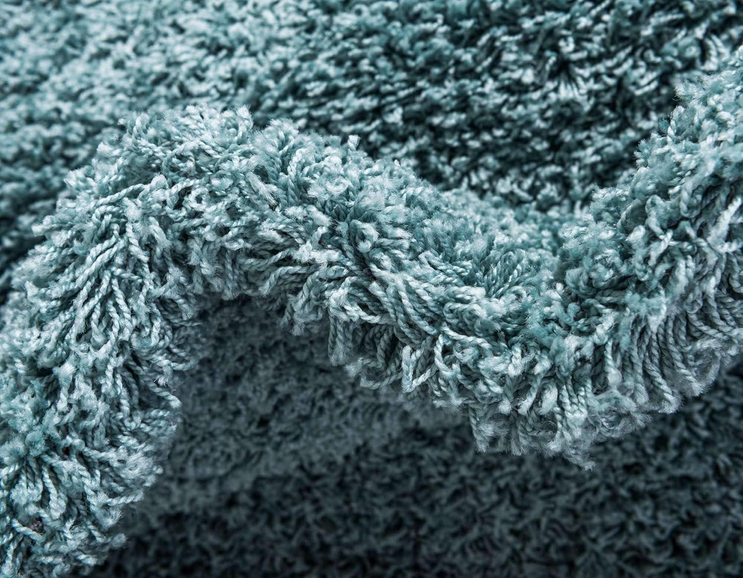 Unique Loom Solid Shag Collection Area Rug (7' 10" x 11' Rectangle Light Slate Blue)