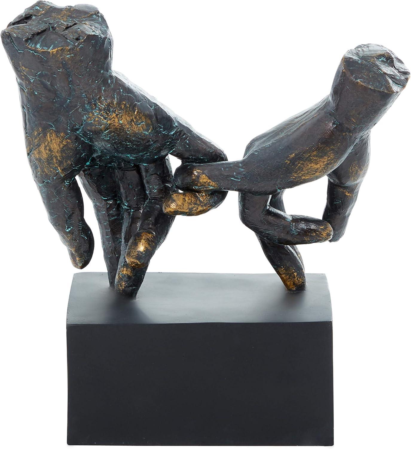 Deco 79 Polystone Hands Decorative Sculpture Raised Home Decor Statue with Butterfly Accents, Accent Figurine 13" x 5" x 14", Dark Brown