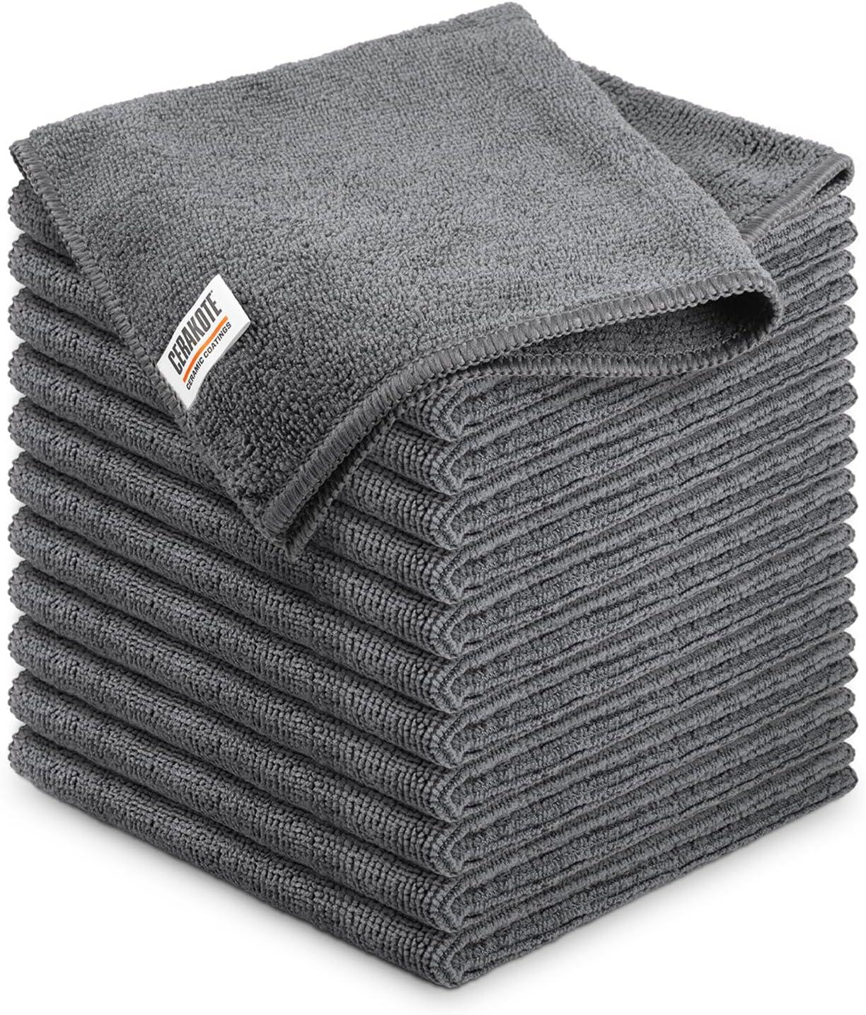 CERAKOTE Microfiber Cleaning and Application Towels (12 Pack) Durable Microfiber Material - 300 GSM Lint-Free Towel - Safe for Car, Home, Cleaning