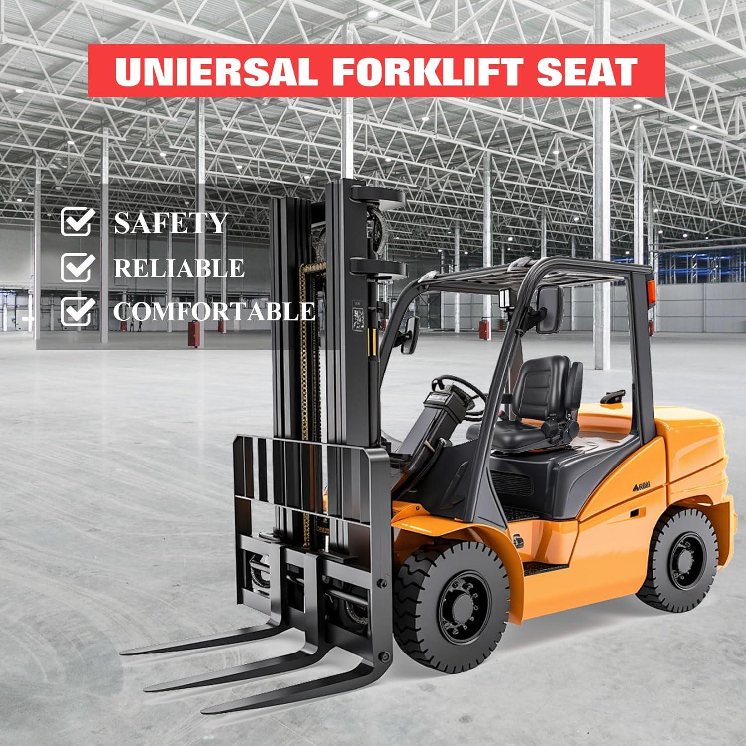 Black Adjustable PVC Forklift and Tractor Seat with Armrests