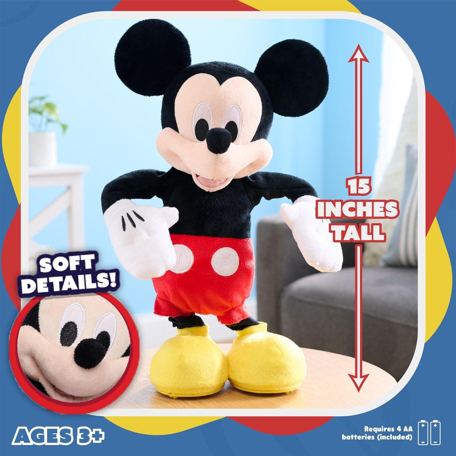 Disney Junior Mickey Mouse Hot Diggity Dance Mickey Feature Plush Stuffed Animal, Motion, Sounds, and Games Baby and Toddler Toys