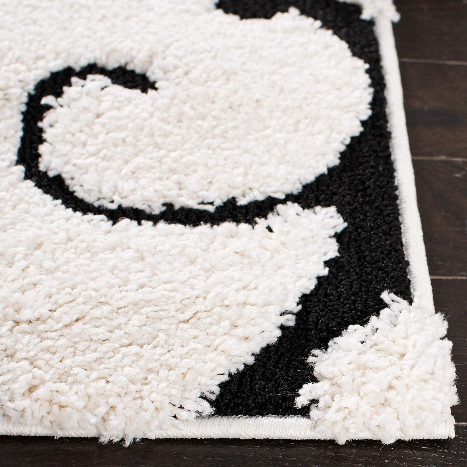 Florida Shag SG455 Power Loomed Indoor Area Rug - Ivory/Black - 6'7"x6'7" - Safavieh.