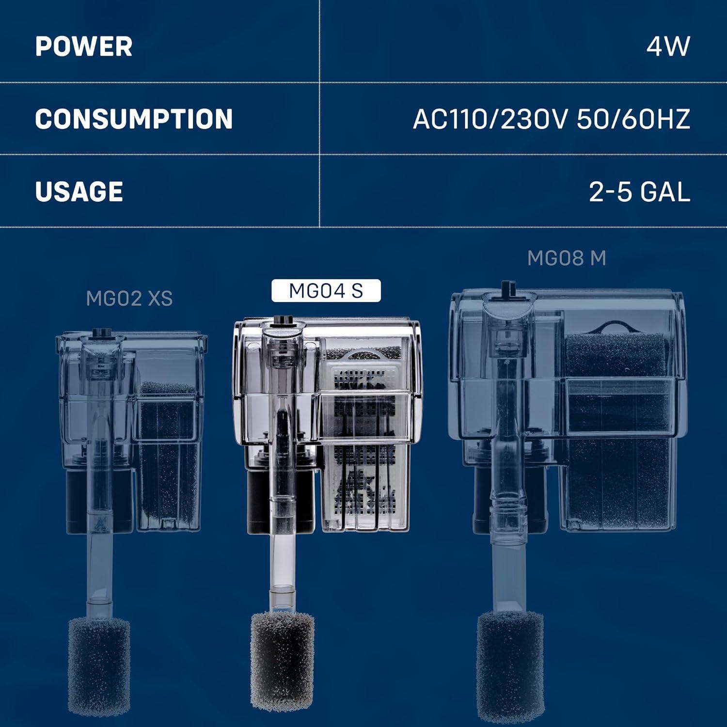 Mighty Small Clear Acrylic Hang On Back Aquarium Filter