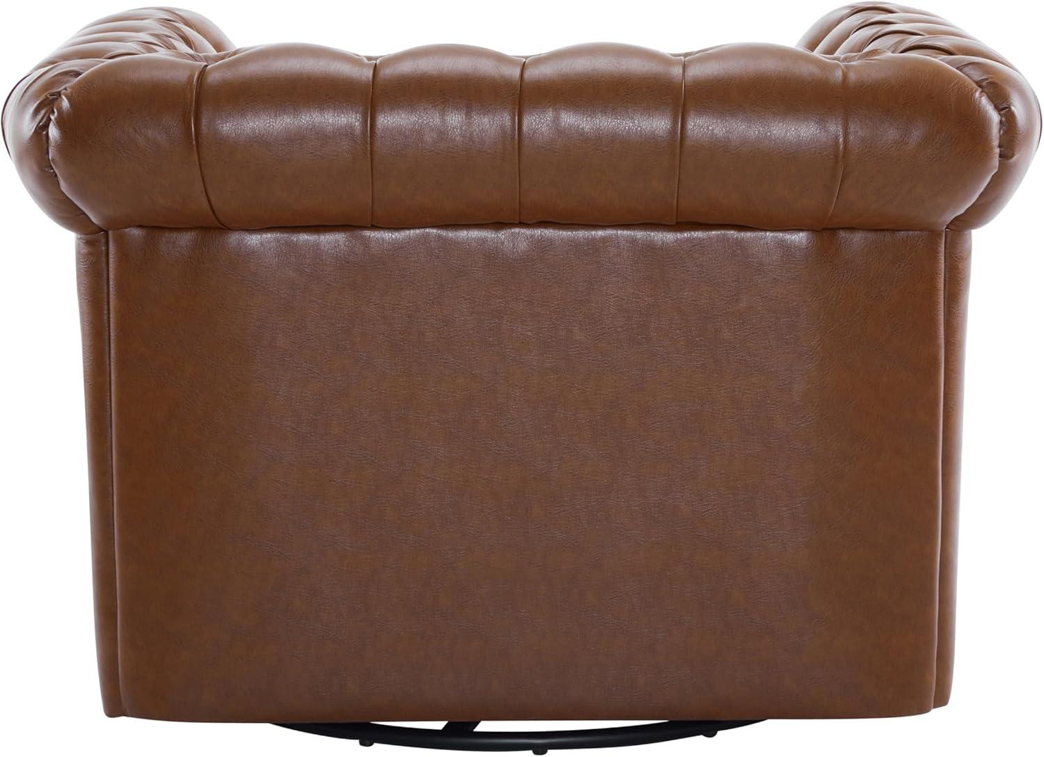 Christopher Knight Home Swivel Scrolled Armchair, Nailhead Accent Chair, Comfortable Single Sofa Chair with Tufted Button Backrest Design, Cognac