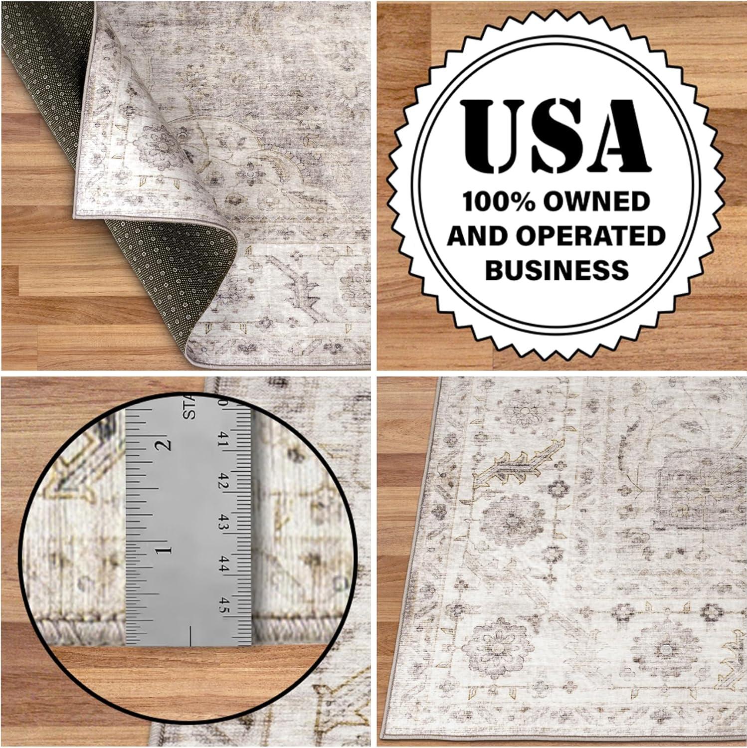 ReaLife Machine Washable Rug - Stain Resistant, Non-Shed - Eco-Friendly, Non-Slip, Family & Pet Friendly - Made from Premium Recycled Fibers - Vintage Bohemian Medallion Beige Ivory - 2'6" x 10'