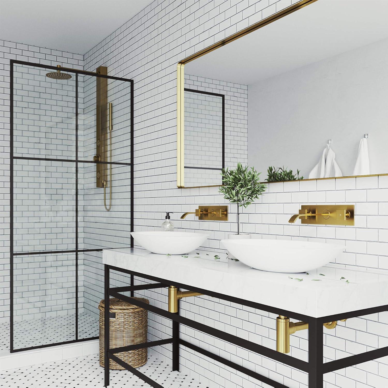 Titus 3" H Two Handle WaterSense Wall Mount Bathroom Faucet
