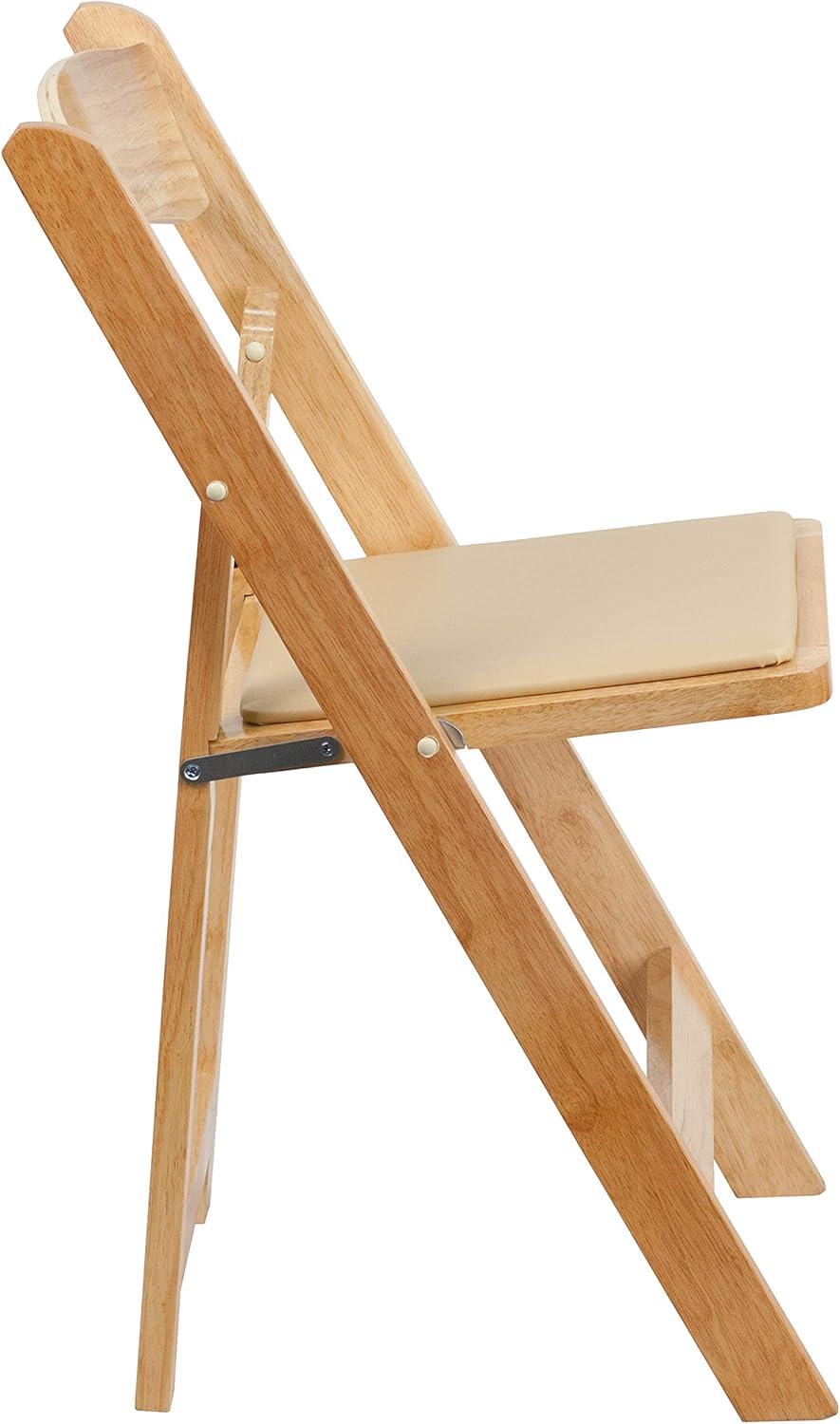 Hercules Series Natural Beechwood Folding Chair with Detachable Vinyl Seat