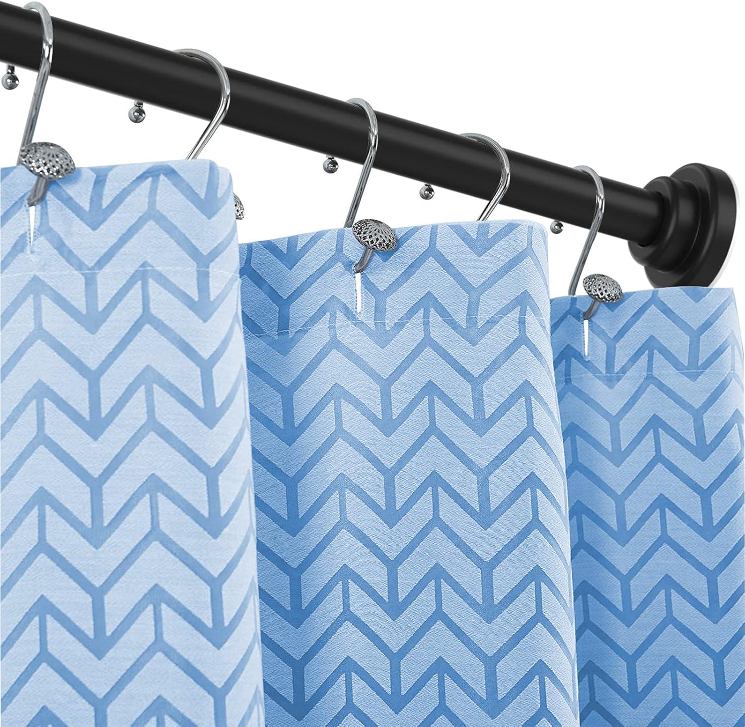 Black Stainless Steel Adjustable Tension Shower Curtain Rod