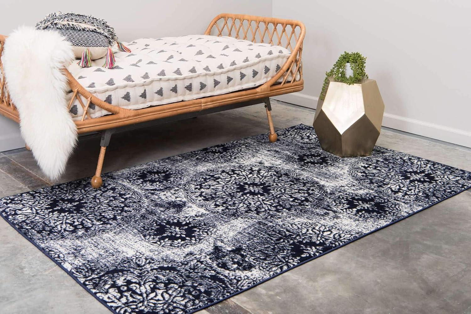 Unique Loom 4' 0 x 6' 0 Sofia Grand Navy Blue Area Rug