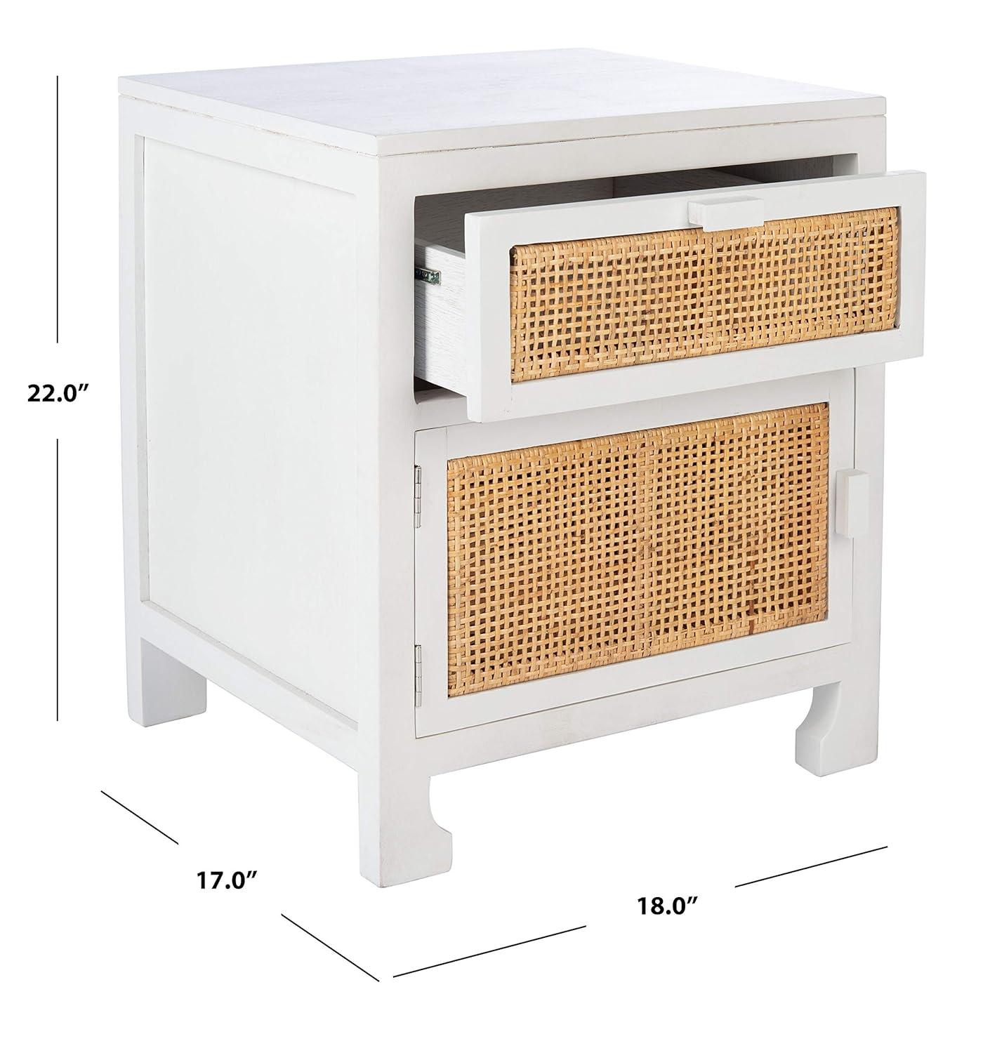 Dave 1 Drawer 1 Door Nightstand - NST4003 - White/Natural - Safavieh
