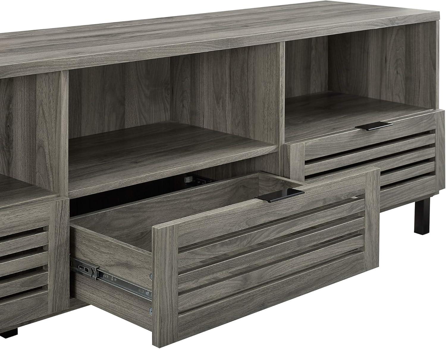 Slate Grey 70" Modern Bohemian TV Stand with Cabinet Storage