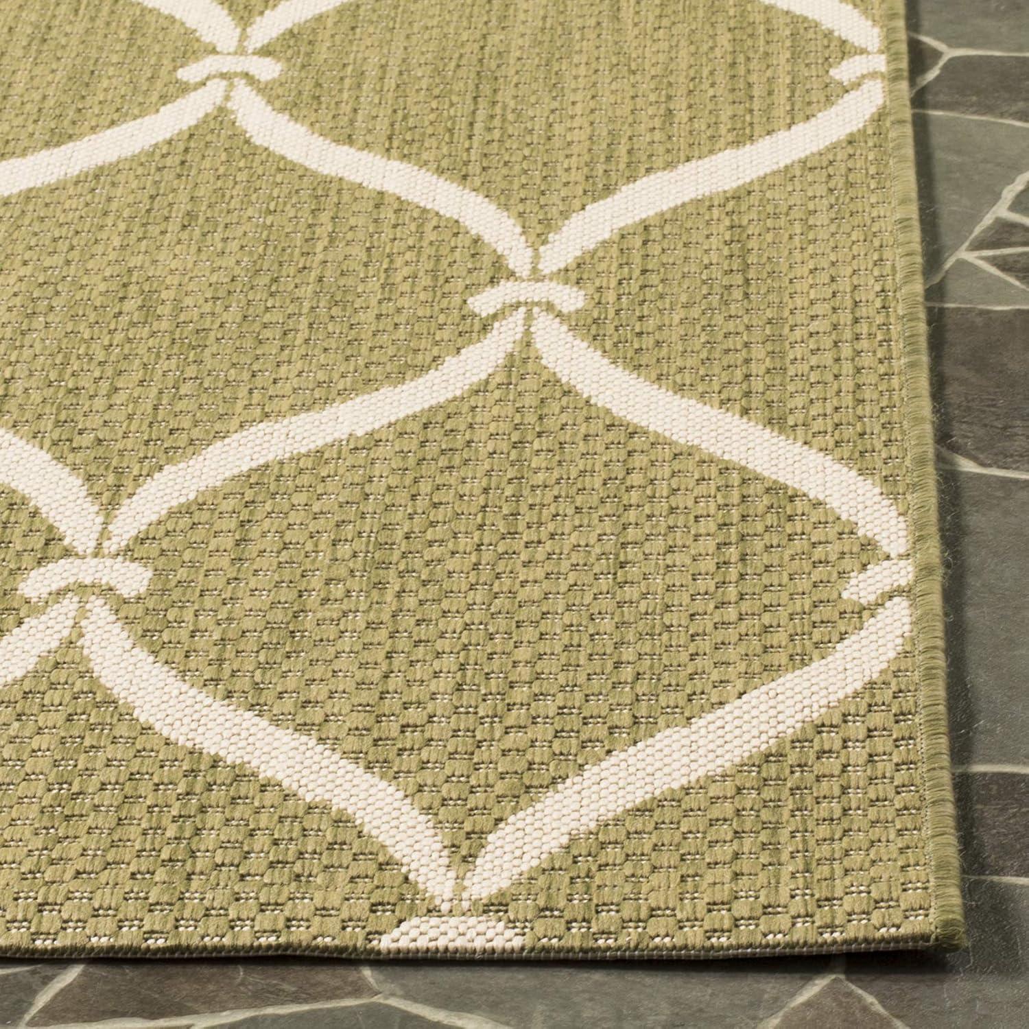 Courtyard CY6654 Power Loomed Indoor and Outdoor Area Rug - Green/Beige - 6'7"x9'6" - Safavieh