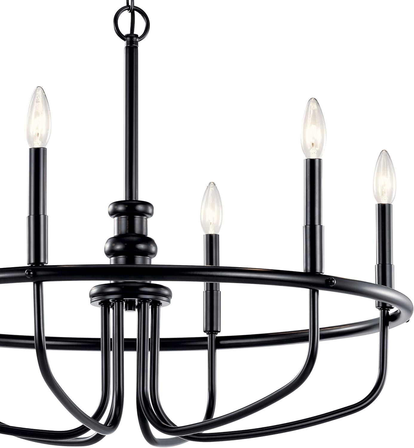 Capitol Hill Modern Black 6-Light Chandelier with Candle Sleeves