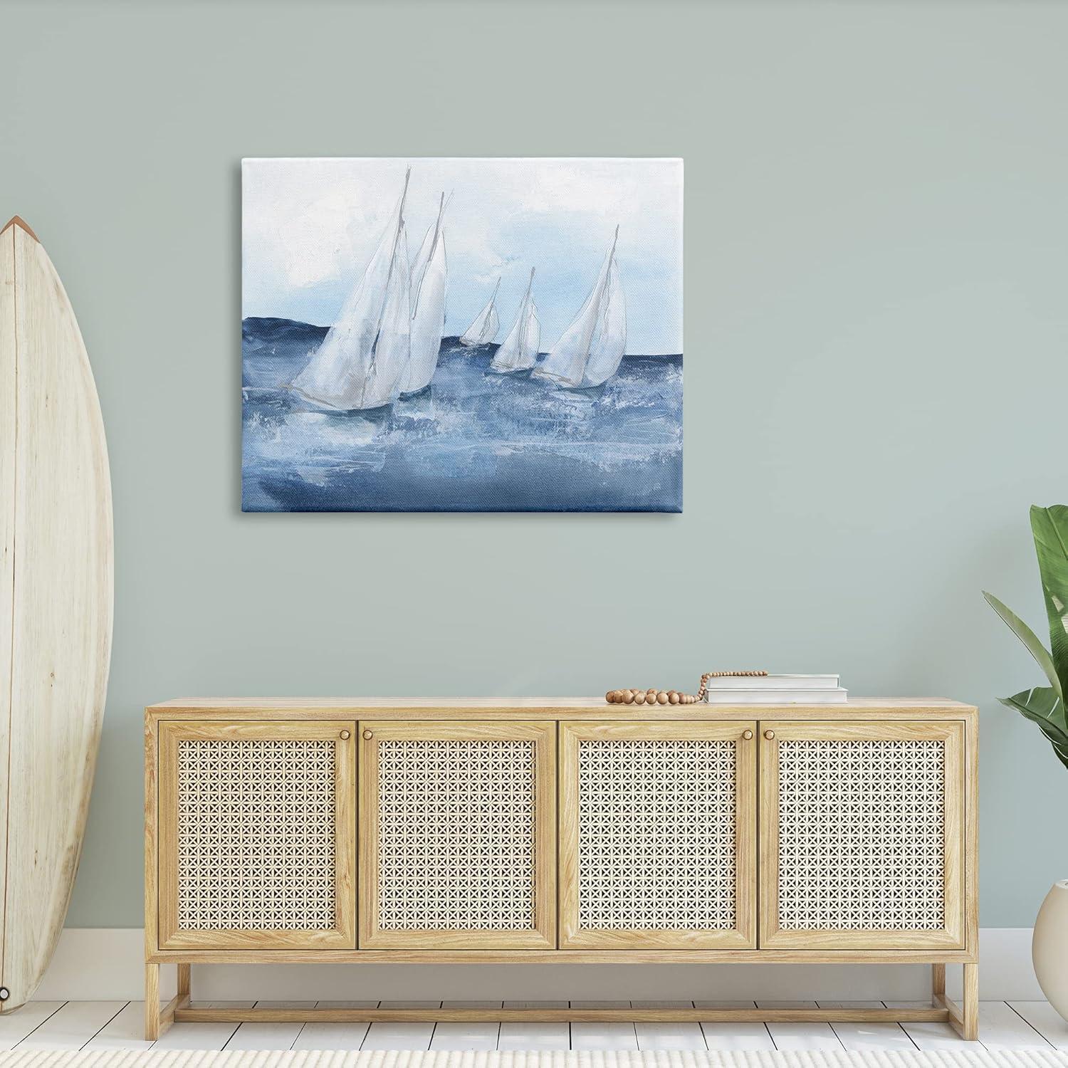 Stupell Industries " White Sailboats Coasting Ocean Waters Blue Tide " by Chris Paschke