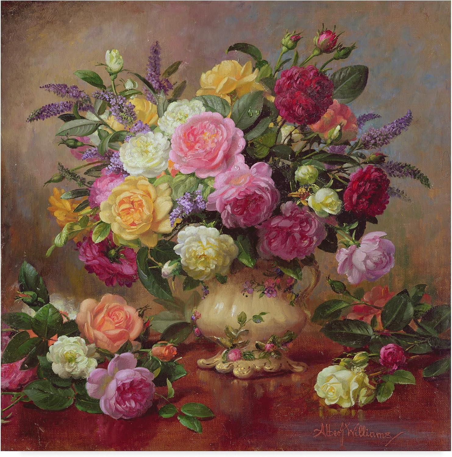 Albert Williams Floral Canvas Print with Vibrant Roses, 14" x 14"