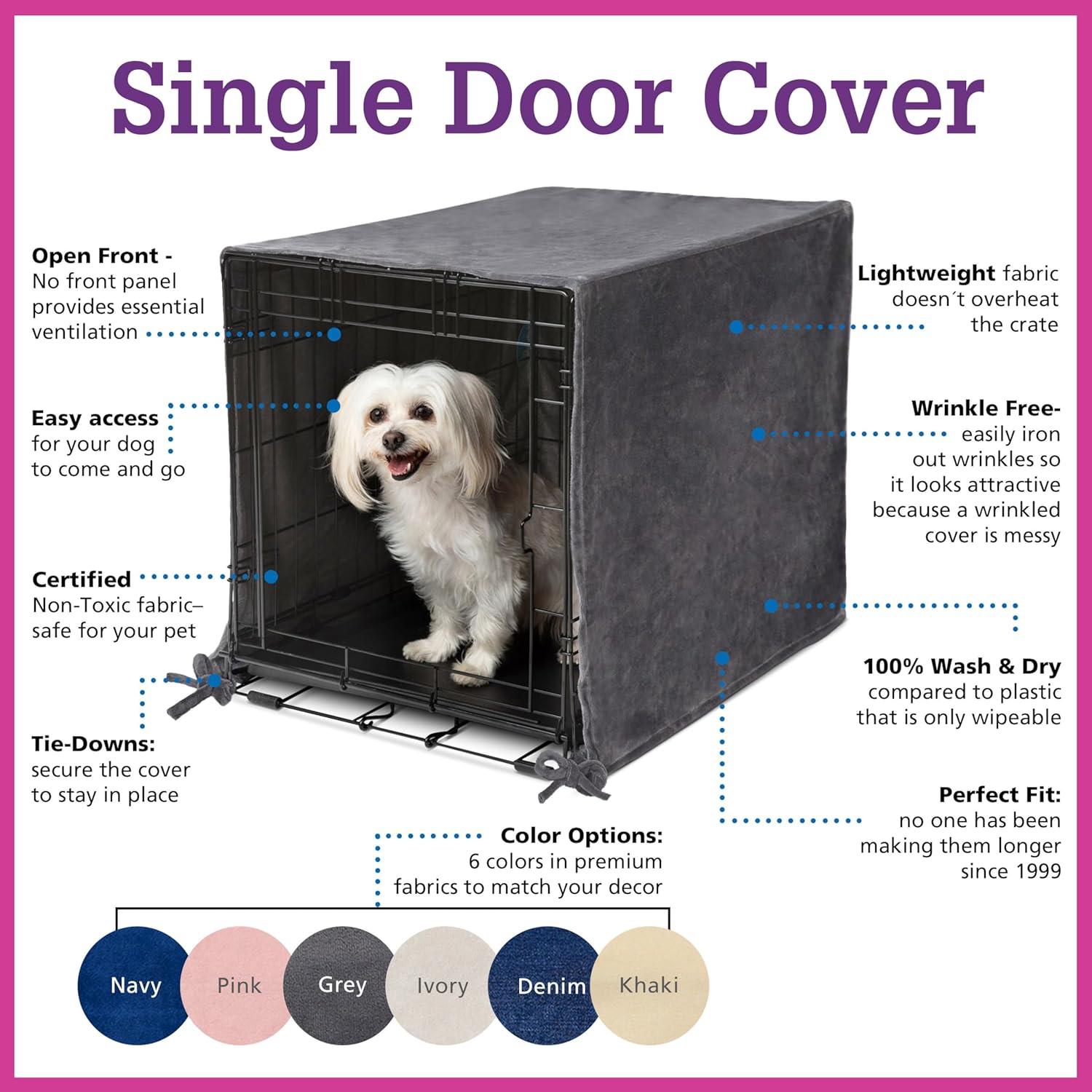 Pet Dreams 3-Piece Set Includes Dog Crate Cover, Dog Mat & Bumper Pad- Washable Kennel Bedding fits iCrate Dog Cages 24, 30, 36, 42 Inch Grey, Small, 24"