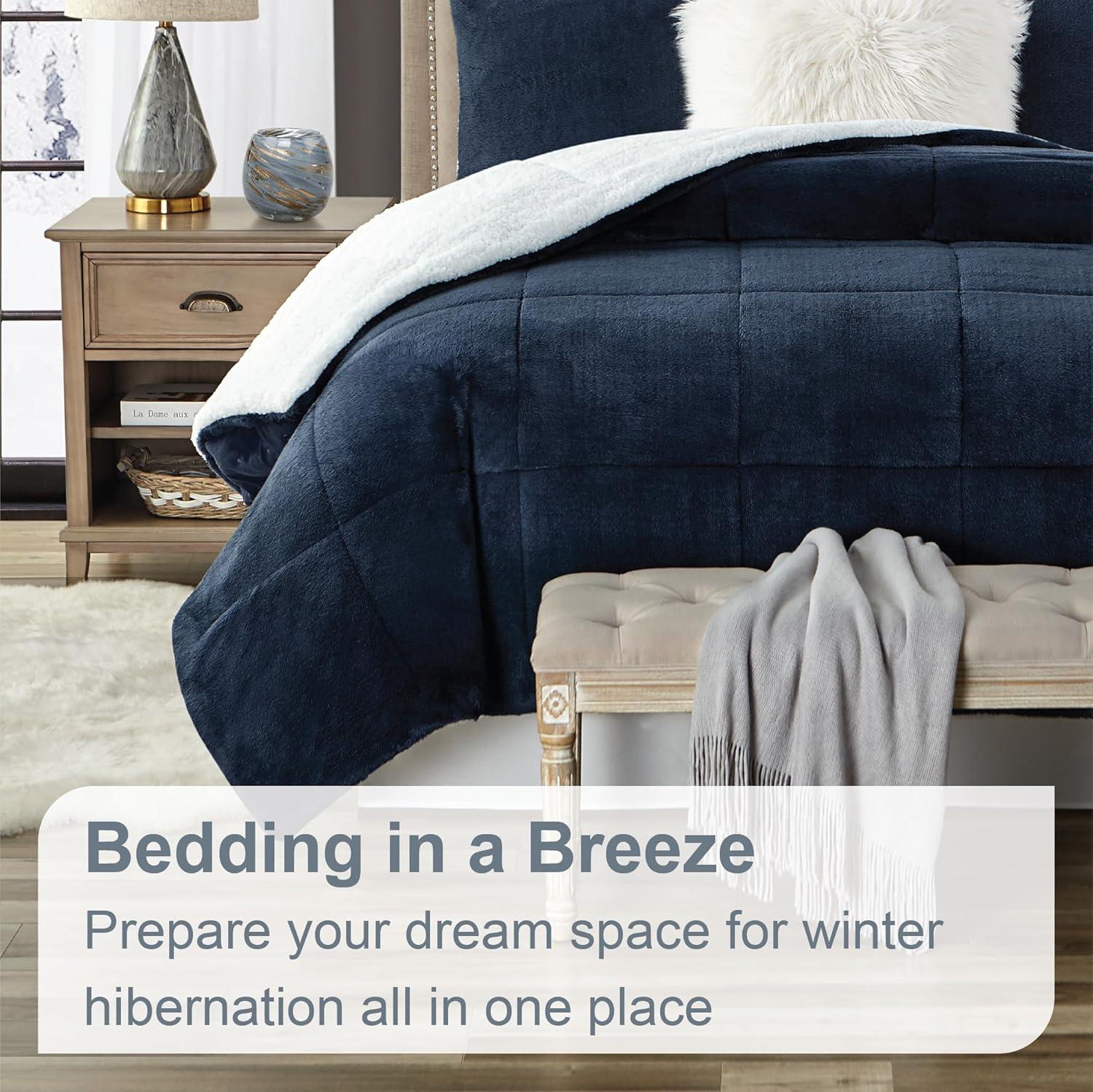 Ultra Plush Reversible Faux Fur and Sherpa 3-Piece Comforter Set