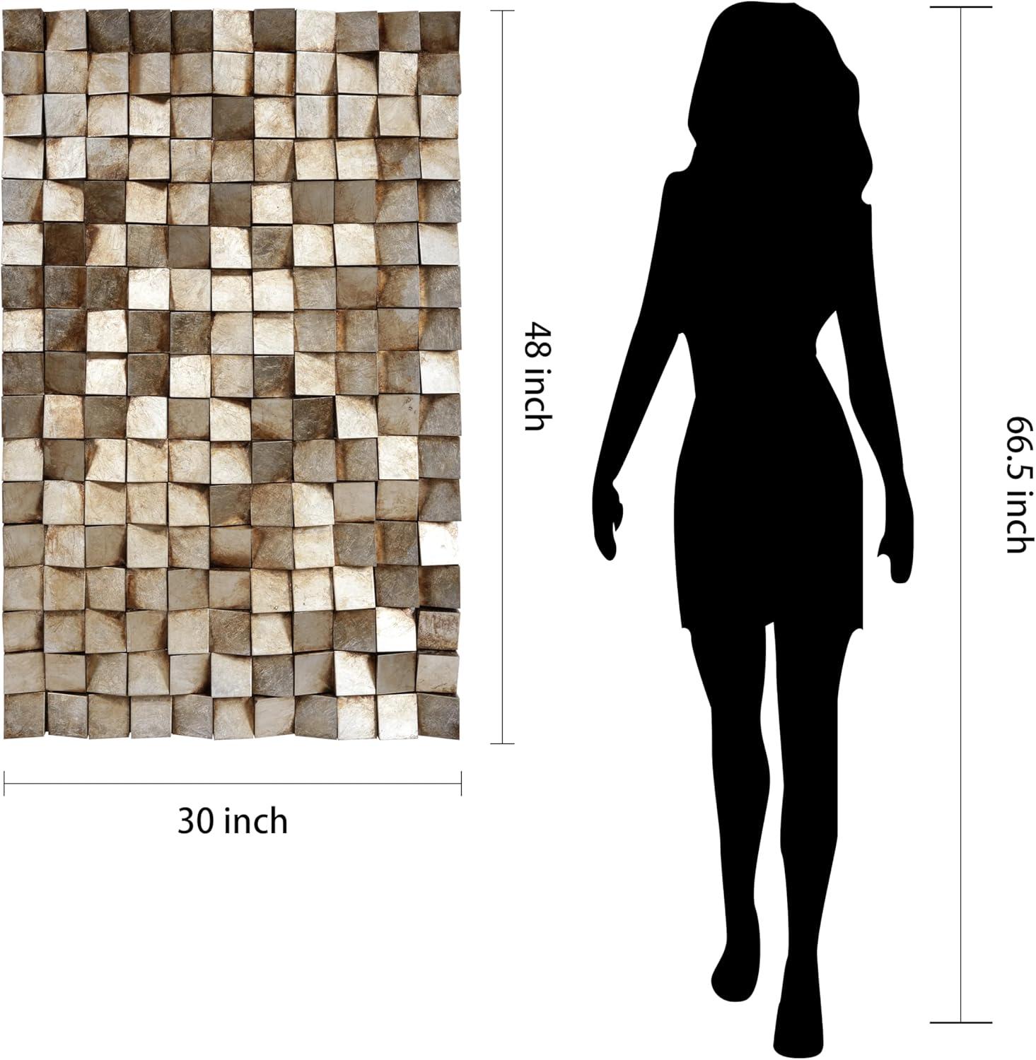 Empire Art Direct Textured 1 Metallic Hand Painted 3D Rugged Wooden Blocks Wall Art, 48" x 30"
