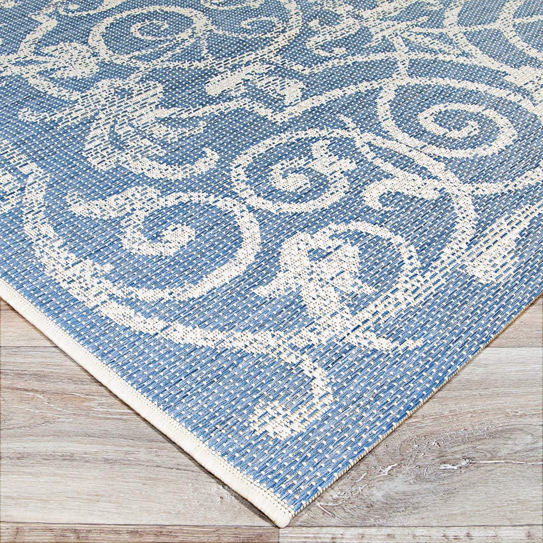 Couristan Monaco Summer Quay Area Rug, 2' x 3'7", Ivory-Sapphire