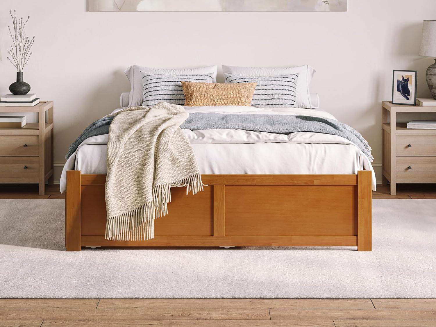 Solid Wood Platform Storage Bed