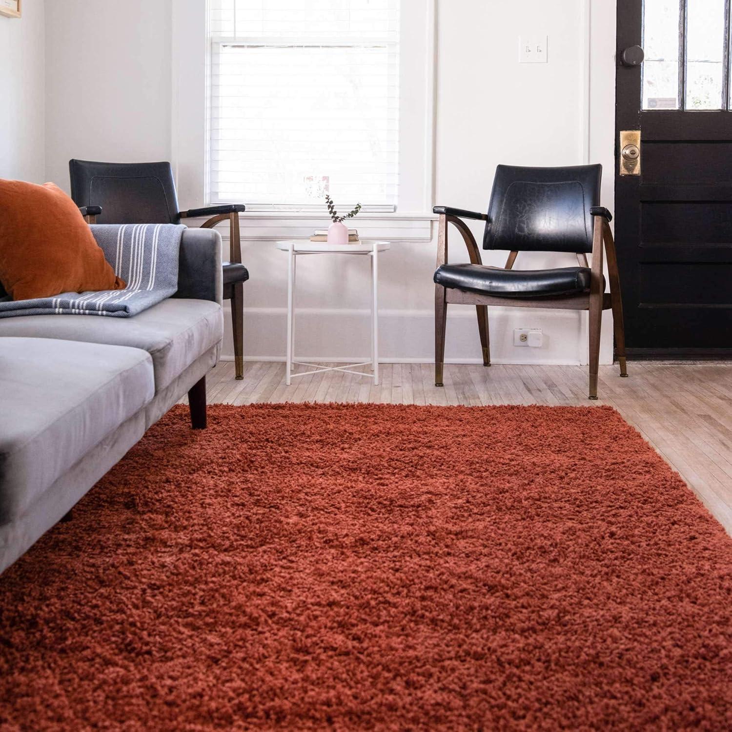 Unique Loom 8' 0 x 11' 0 Rectangle Solid Shag Terracotta Area Rug