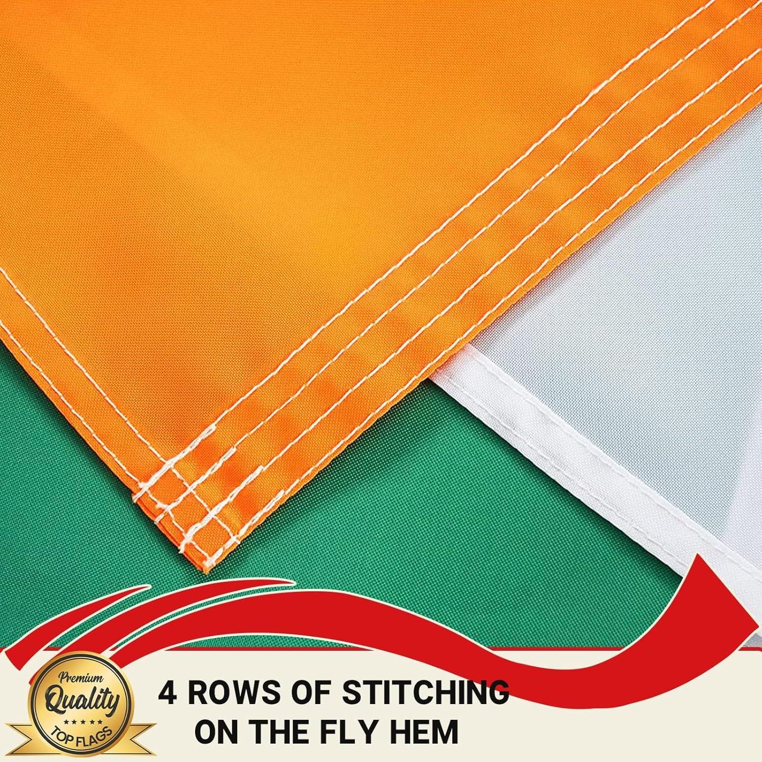 AMZFLAG Irish Flag 3x5 feet Outdoor, Heavy Duty Ireland Flags for St Patrick Day Outside with 2 Brass Grommets, Double Sided Irish Flags for House Decoration