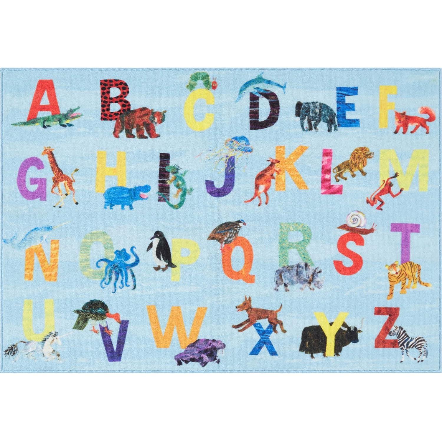 Eric Carle Alphabet Zoo Blue Area Rug