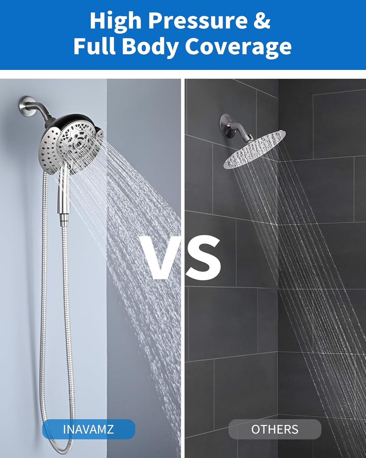 Shower Heads with Handheld Spray Combo: 7.2" Rain Shower Head & Handheld Shower Head 2-IN-1