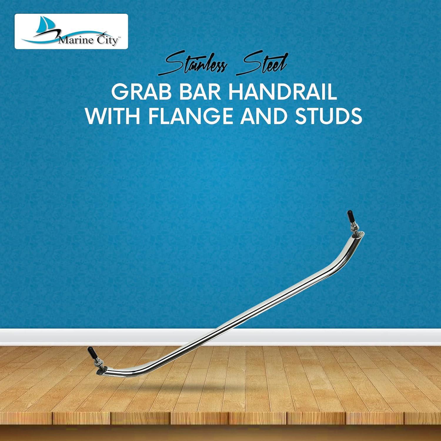 Marine City Mango de Barra de Agarre Ovalado de Acero Inoxidable de 19 Pulgadas con Bridas y Tachuelas