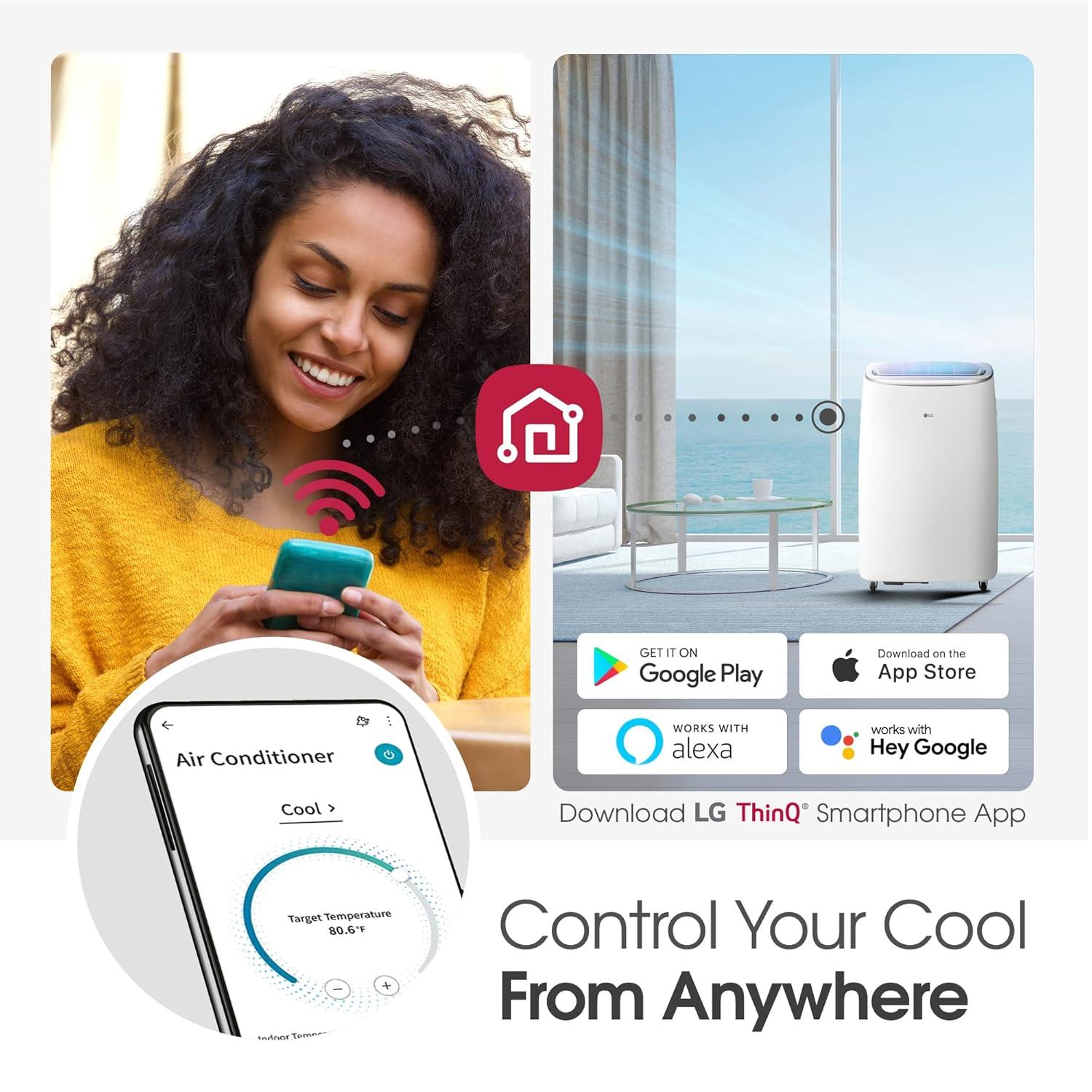 LG 10,000 Btu (Doe/Sacc/Cec) / 14,000 Btu (Ashrae) Dual Inverter Smart Wi-Fi Portable Air Conditioner