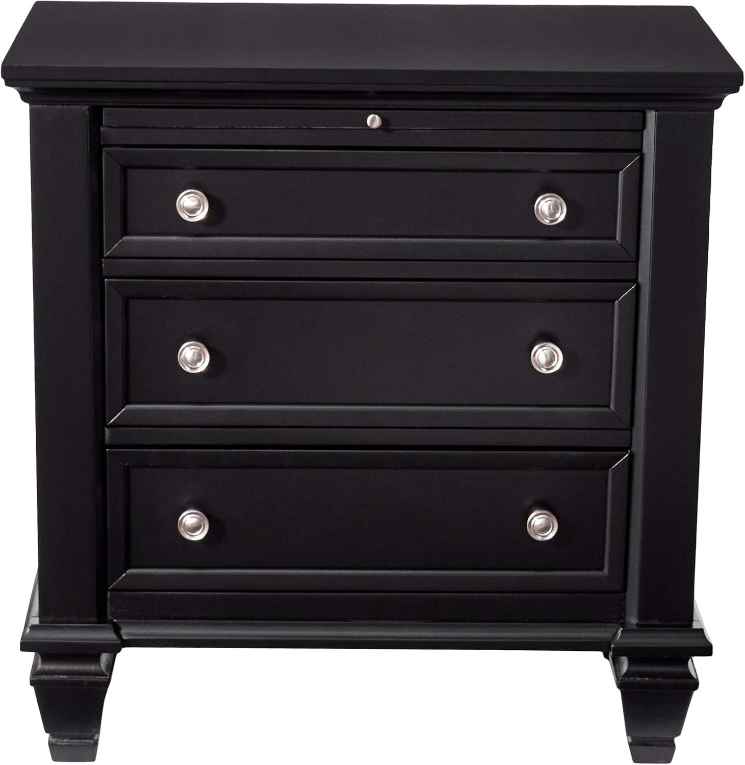 Coaster Sandy Beach Coastal 3-Drawer Wood Nightstand in Black